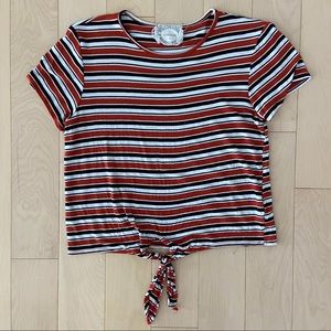 Striped Tie Front Shirt